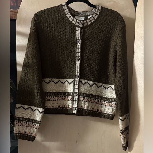 Vintage Ann Taylor Brown wool Knit Cardigan - Picture 1 of 6